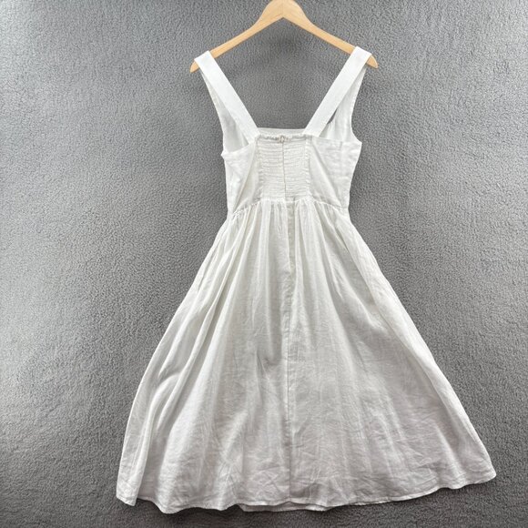 Quince European Linen Fit & Flare Midi Dress β White β Size Small - Picture 4 of 16